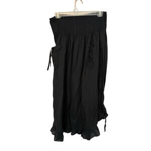 Zury Pirate Black Pants Free Size Costume Gauzy Retro Ruffle Halloween Cotton